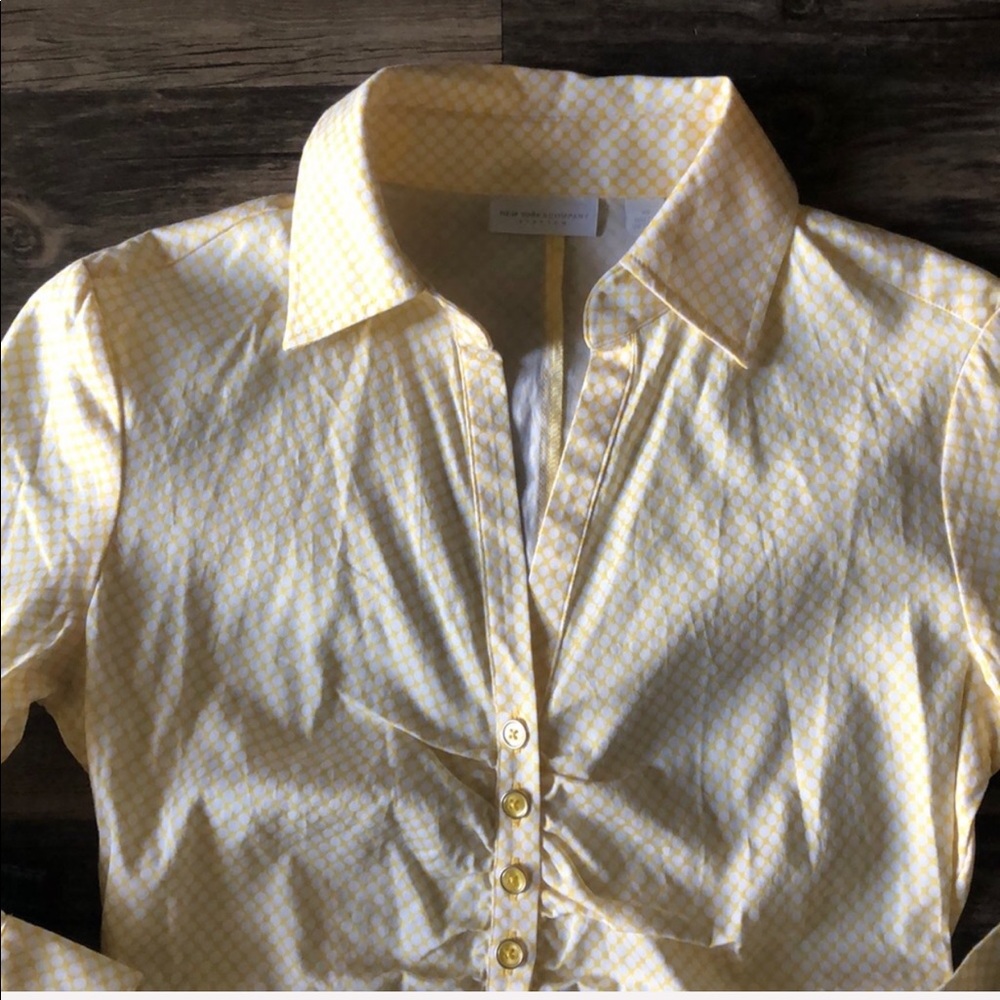 NY & Co Yellow White Career Top size XS - Picture 5 of 10
